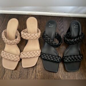 A New Day Women's Braided Sandals - Black and Beige